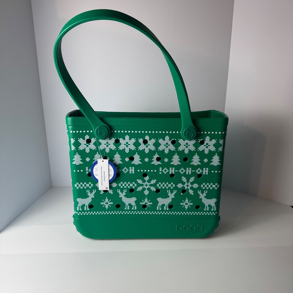 Bogg Bag Baby Bogg Tote Ugly Sweater Green Christmas - NEW - MISPRINT